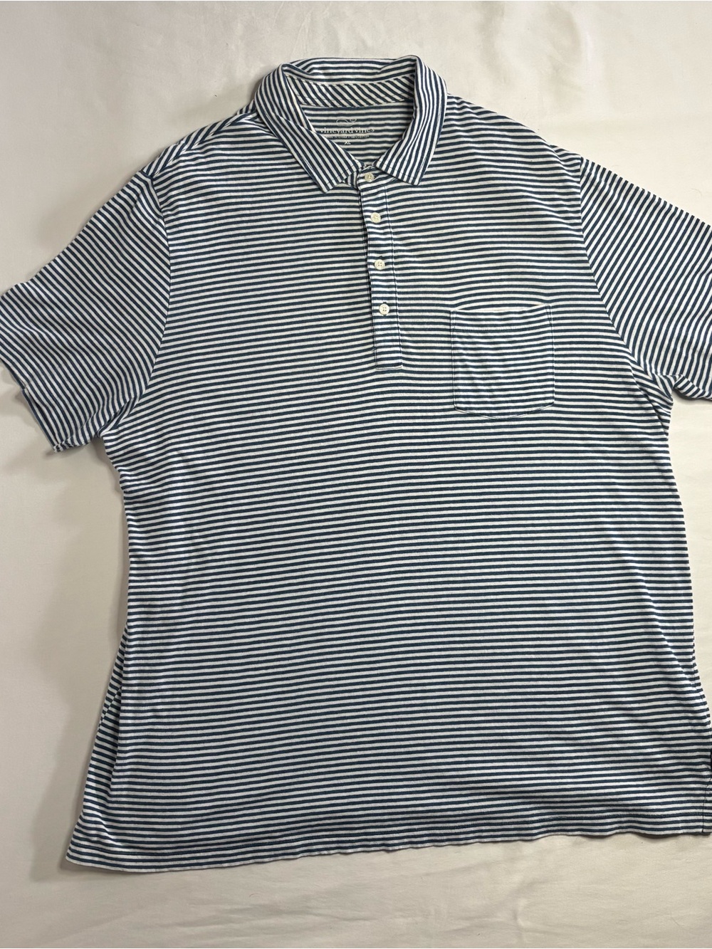 Vineyard Vines Navy and White Striped Polo